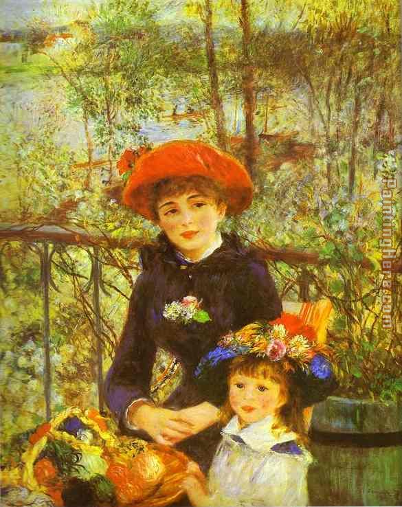 Two Sisters (On the Terrace) painting - Pierre Auguste Renoir Two Sisters (On the Terrace) art painting